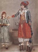Jean-Etienne Liotard Dame franque vetue a la turque et sa servante (mk32) Spain oil painting artist